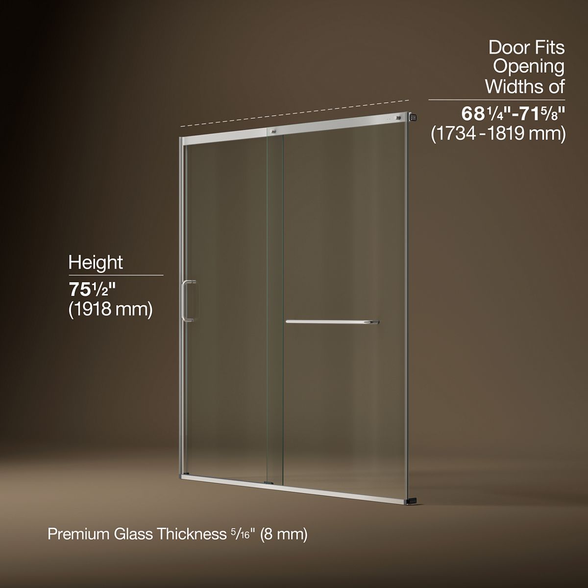 3/4 view of product with dimensions