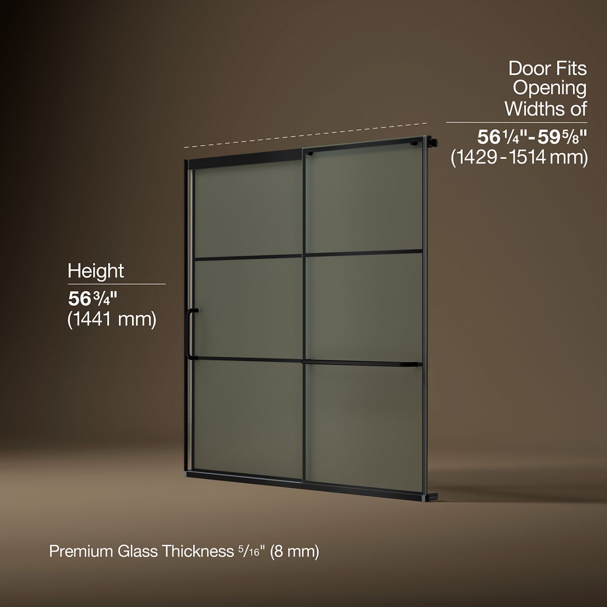 3/4 view of product with dimensions