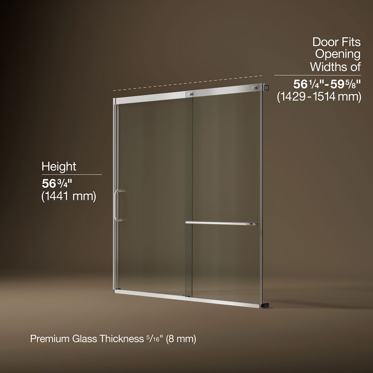 3/4 view of product with dimensions
