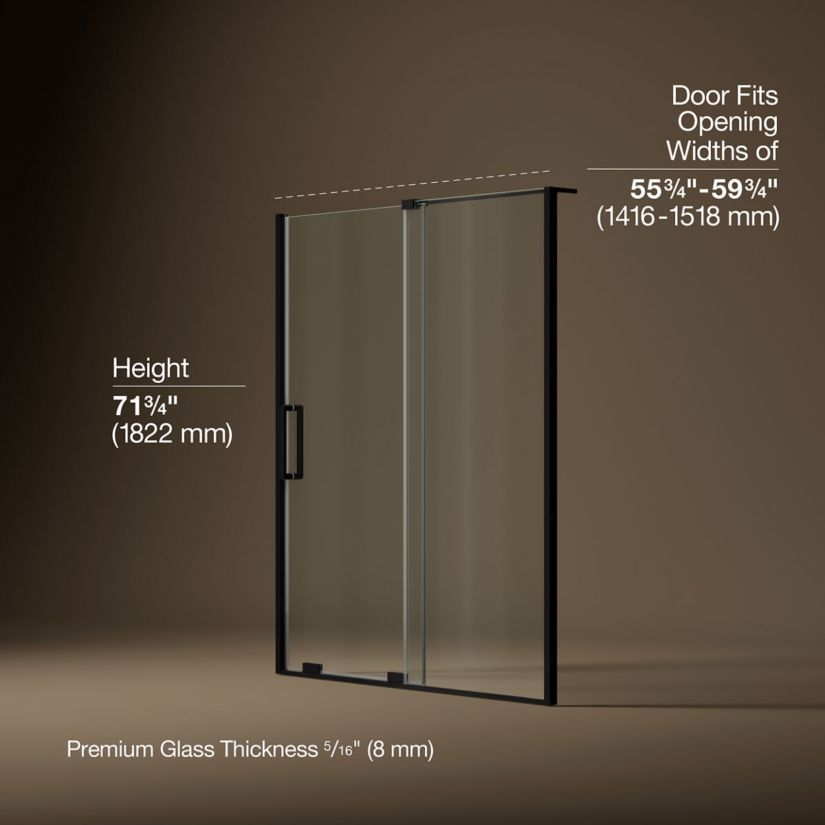 3/4 view of product with dimensions