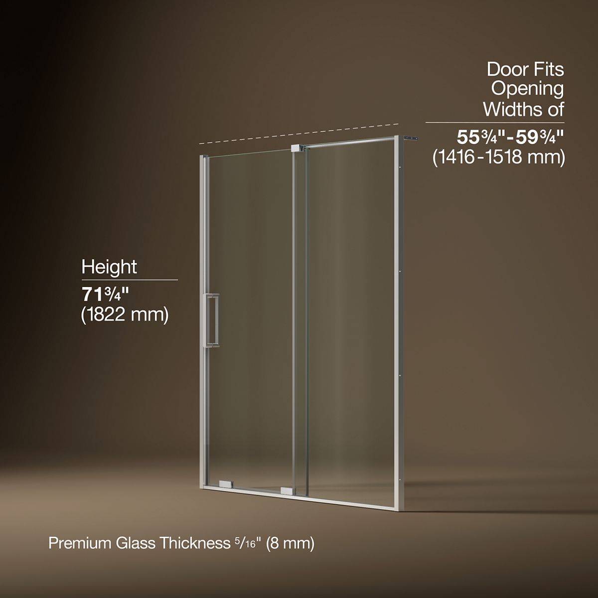 3/4 view of product with dimensions