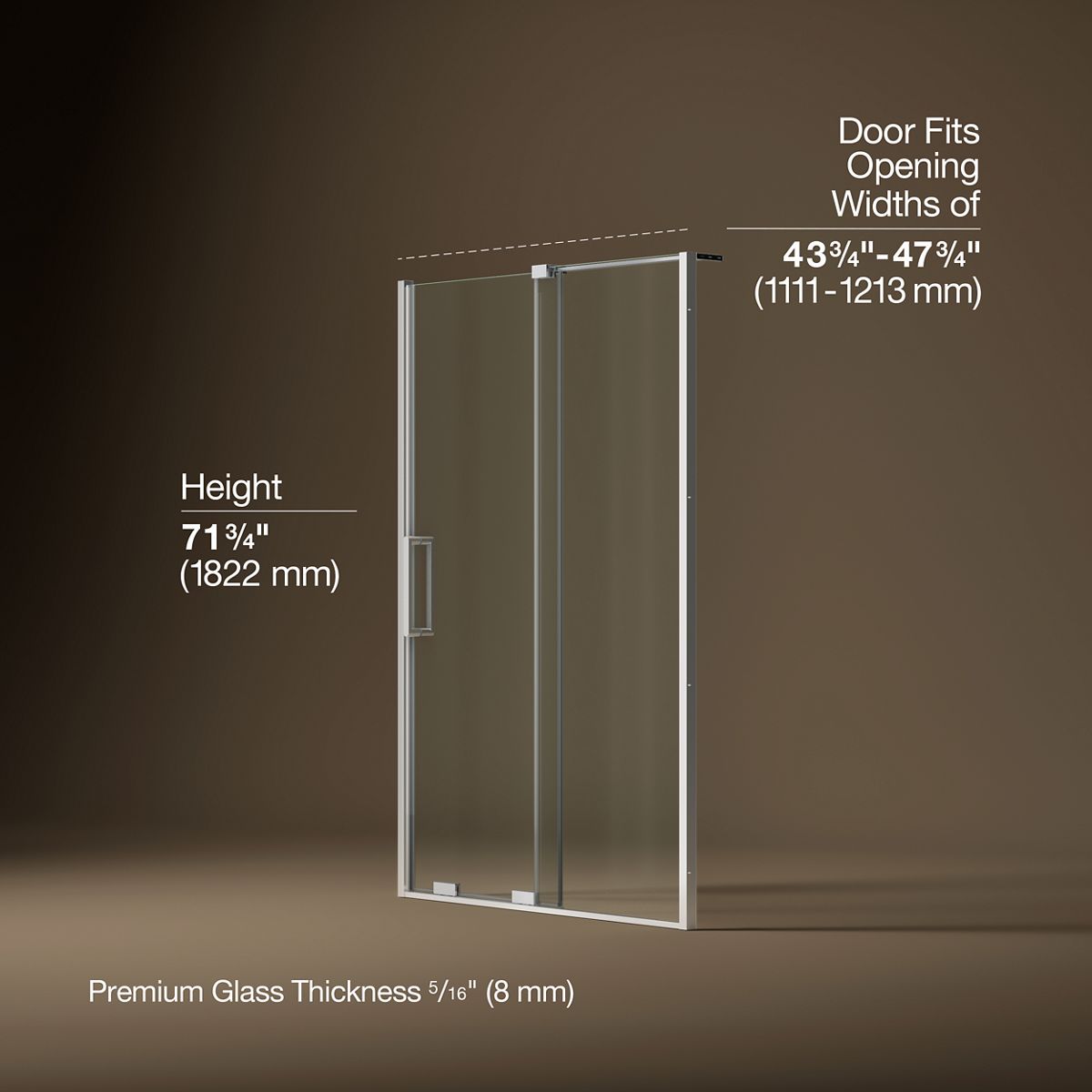3/4 view of product with dimensions