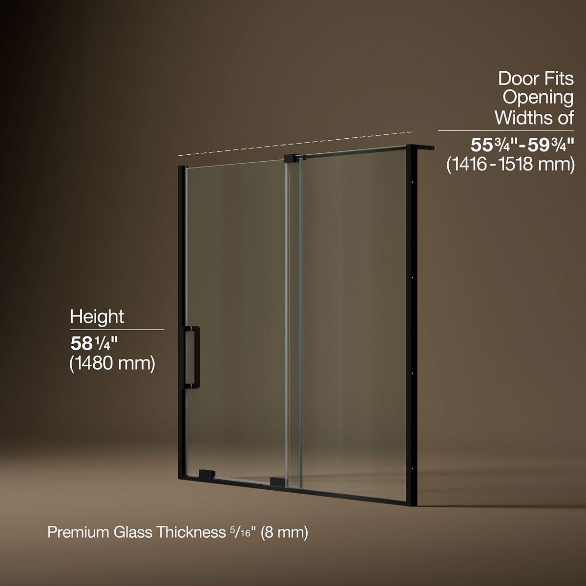 3/4 view of product with dimensions