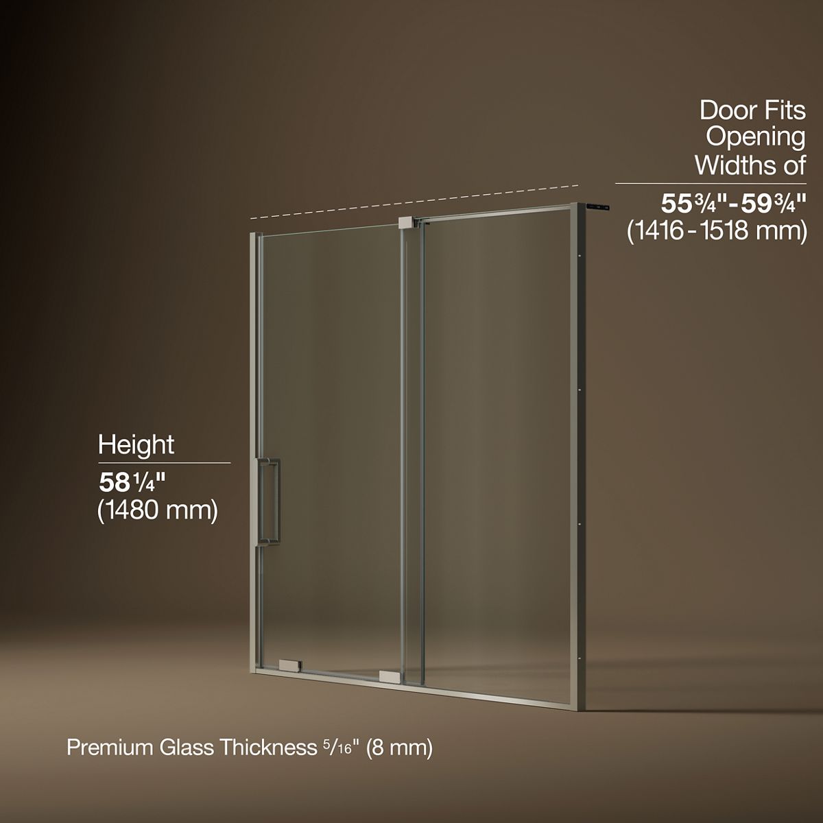 3/4 view of product with dimensions