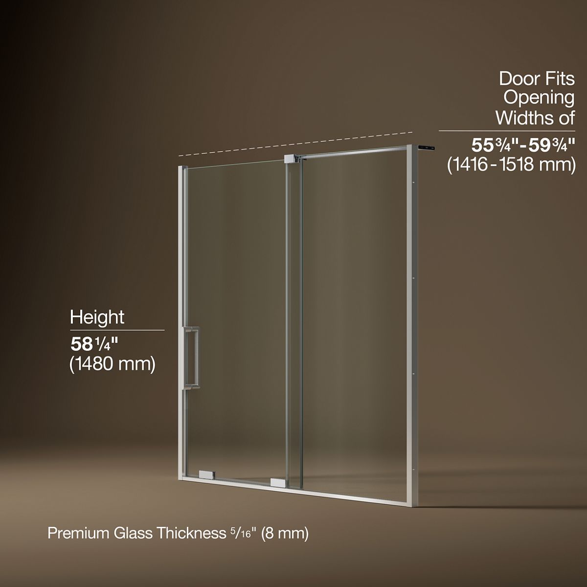 3/4 view of product with dimensions