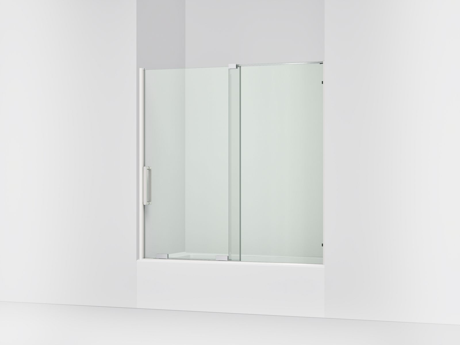 Echelon® 55-3/4"-59-3/4" W x 58-1/4" H bypass bath door with 5/16"-thick Crystal Clear glass