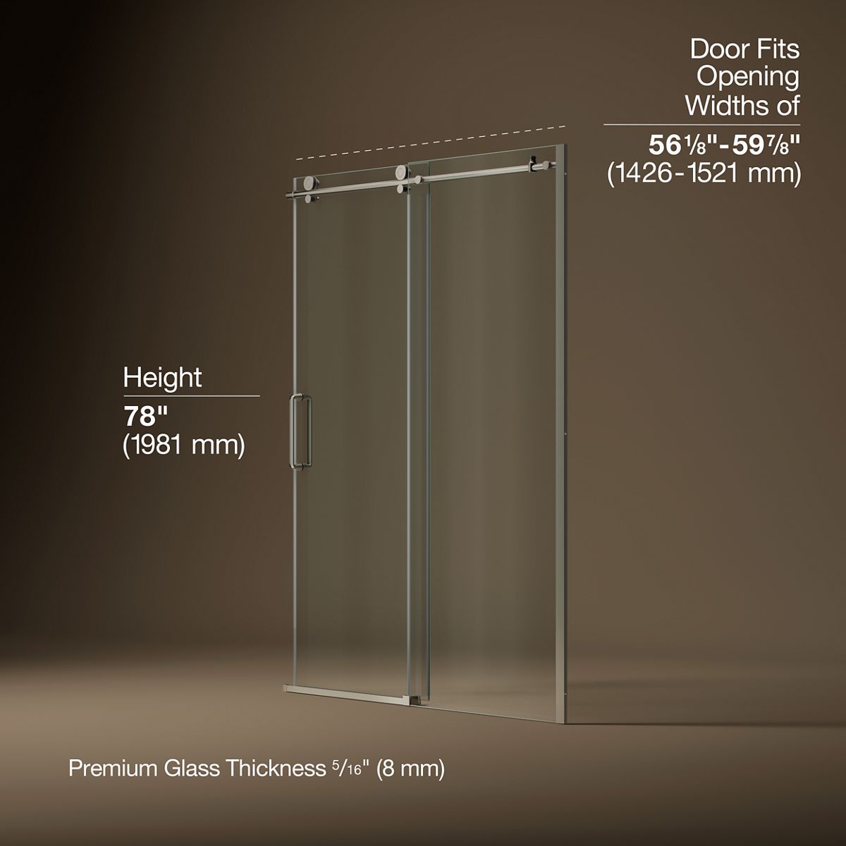 3/4 view of product with dimensions