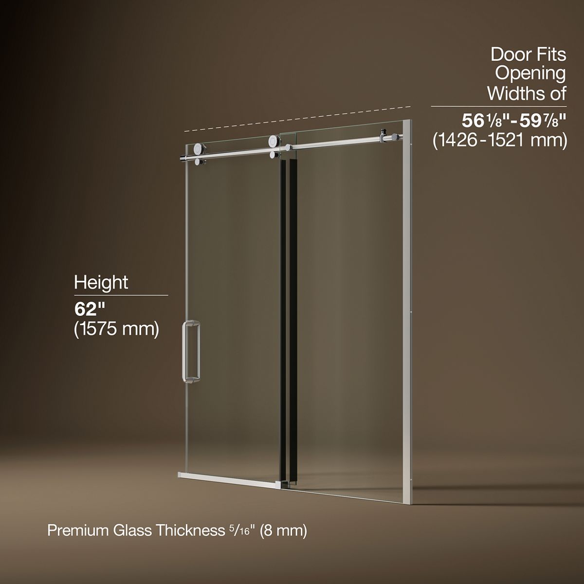 3/4 view of product with dimensions