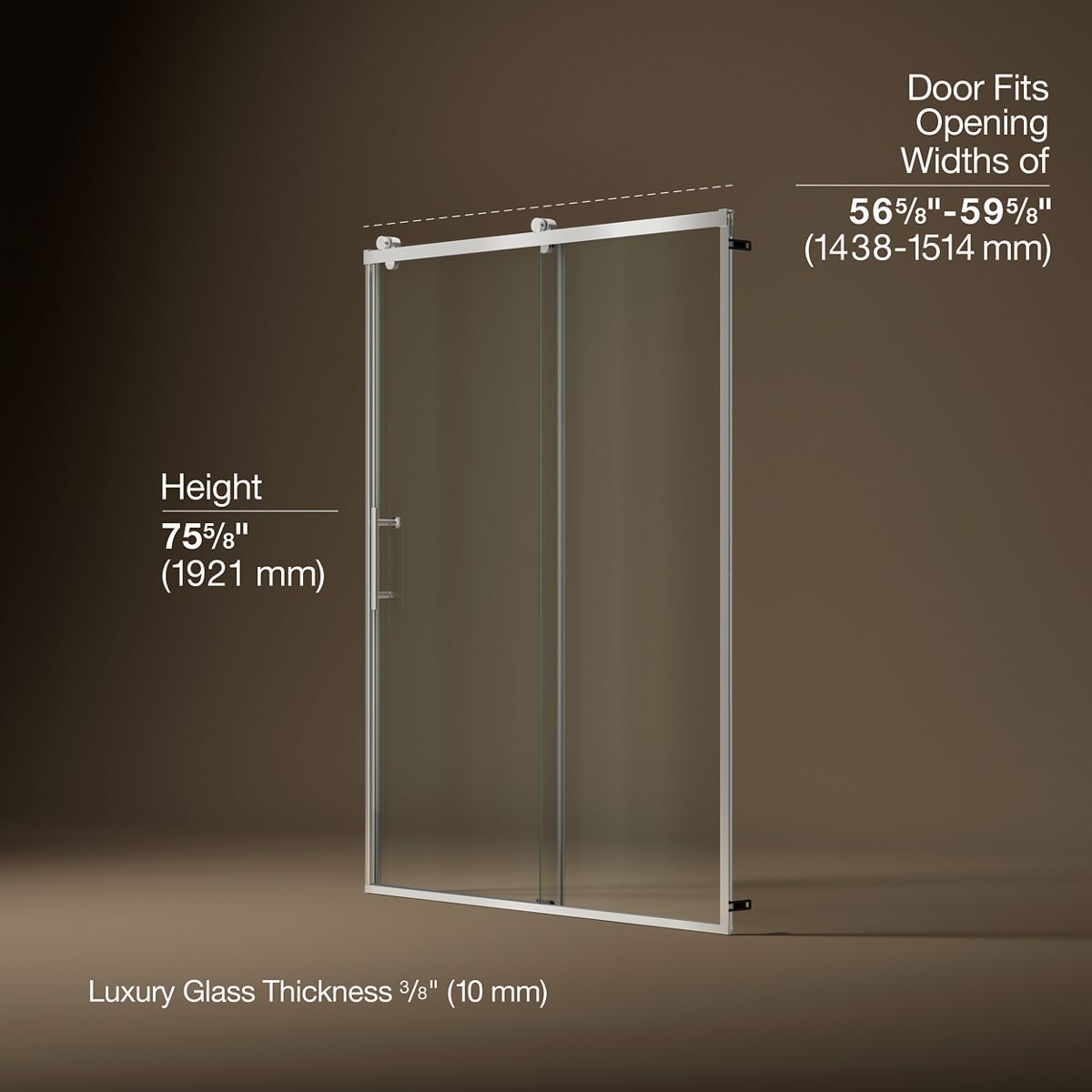3/4 view of product with dimensions