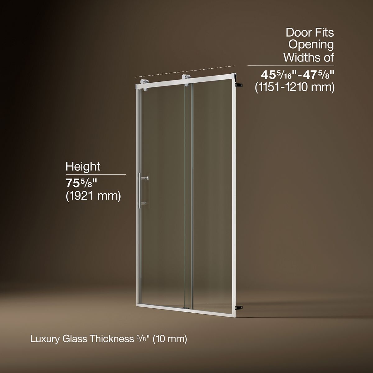 3/4 view of product with dimensions