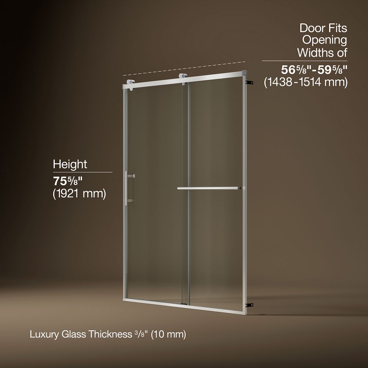3/4 view of product with dimensions