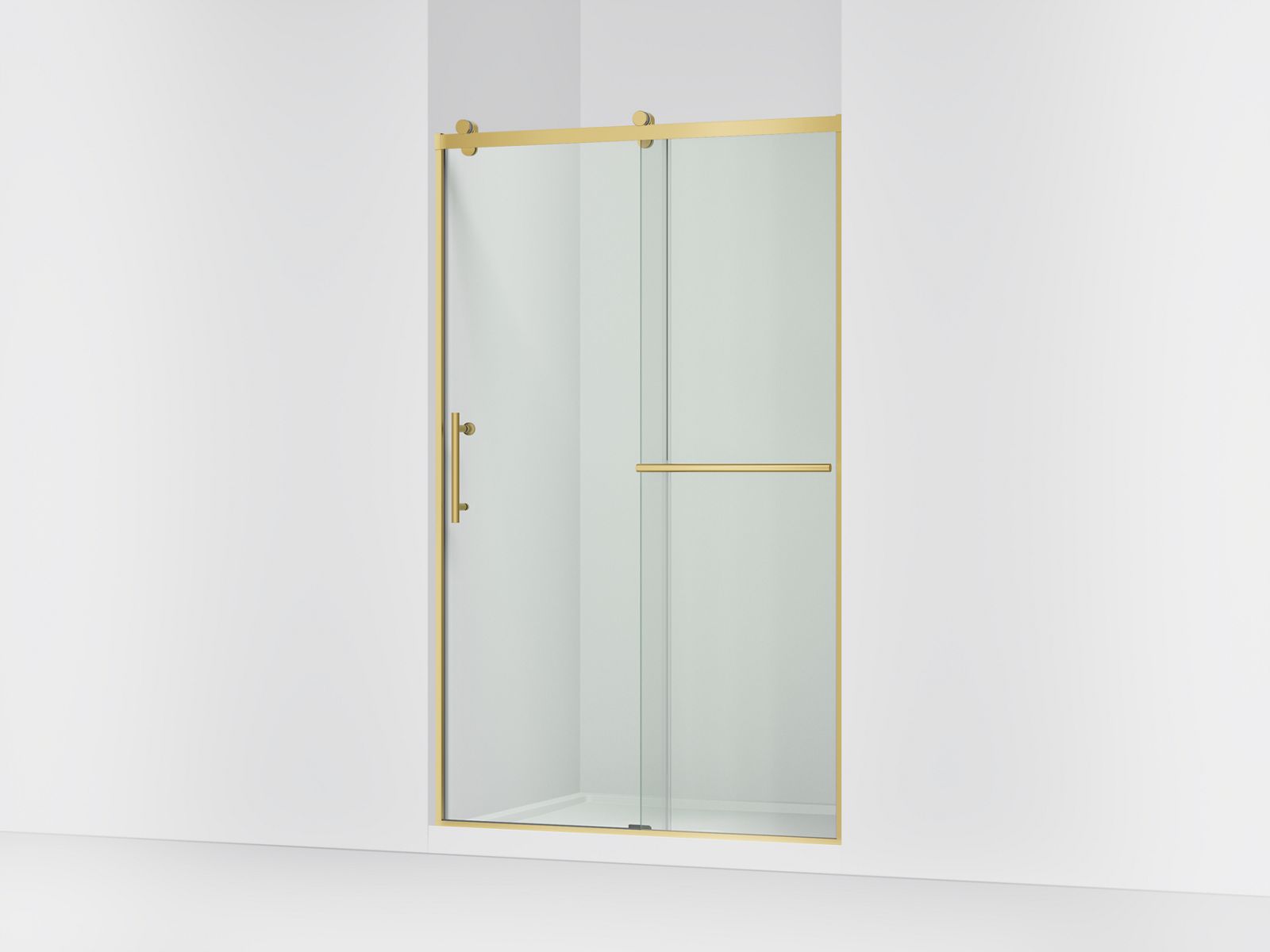Rely® 44-5/8"-47-5/8" W x 76.99" H sliding shower door with 3/8"-thick Crystal Clear glass