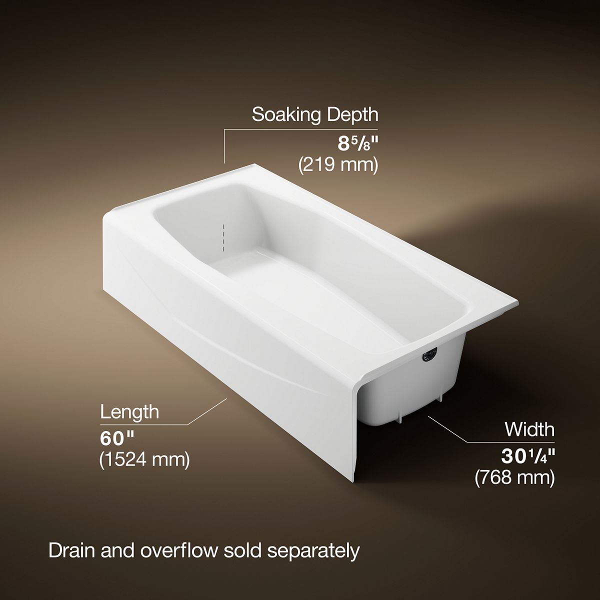 3/4 view of product with dimensions