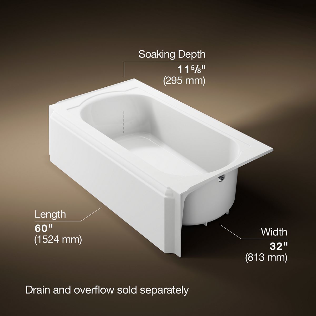 3/4 view of product with dimensions