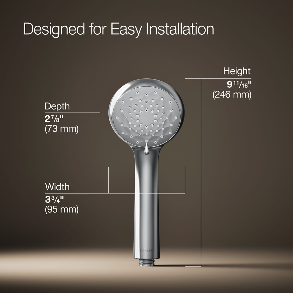 3/4 view of product with dimensions