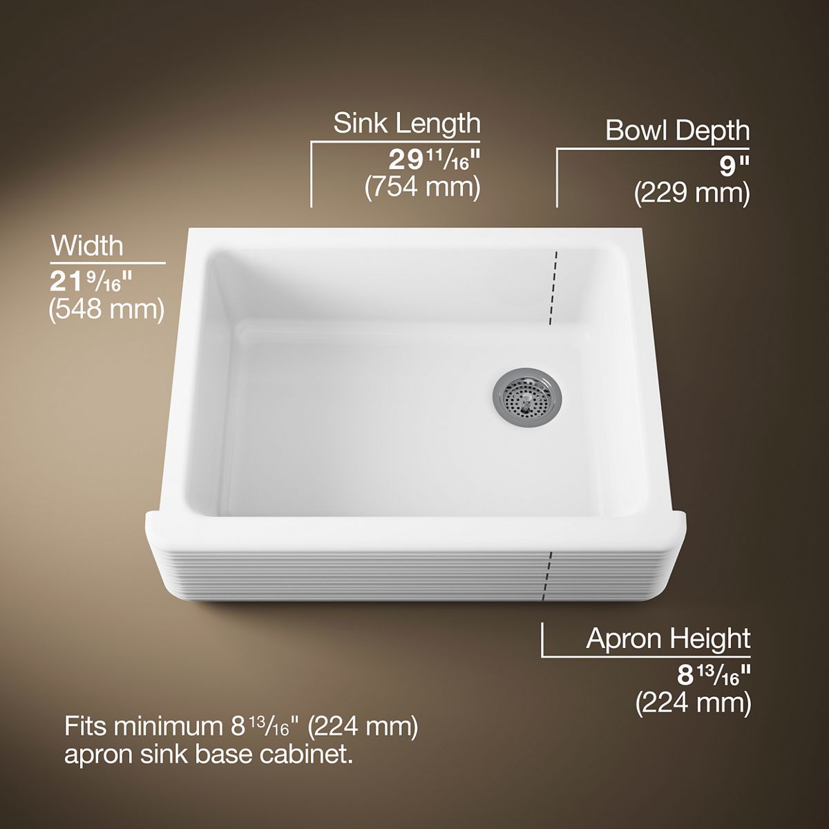 3/4 view of product with dimensions