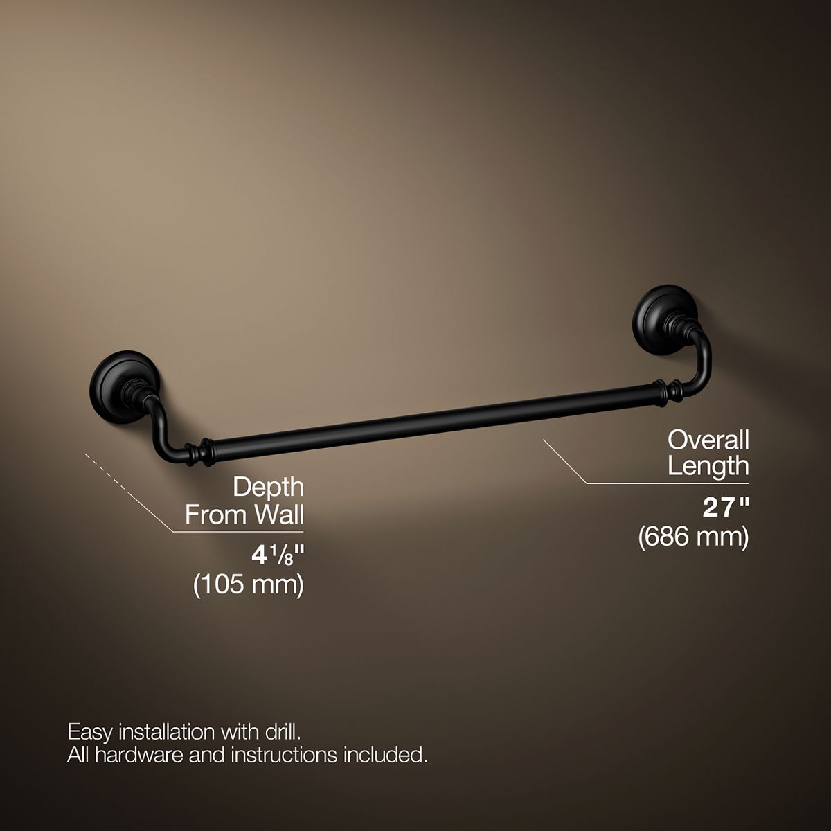 3/4 view of product with dimensions