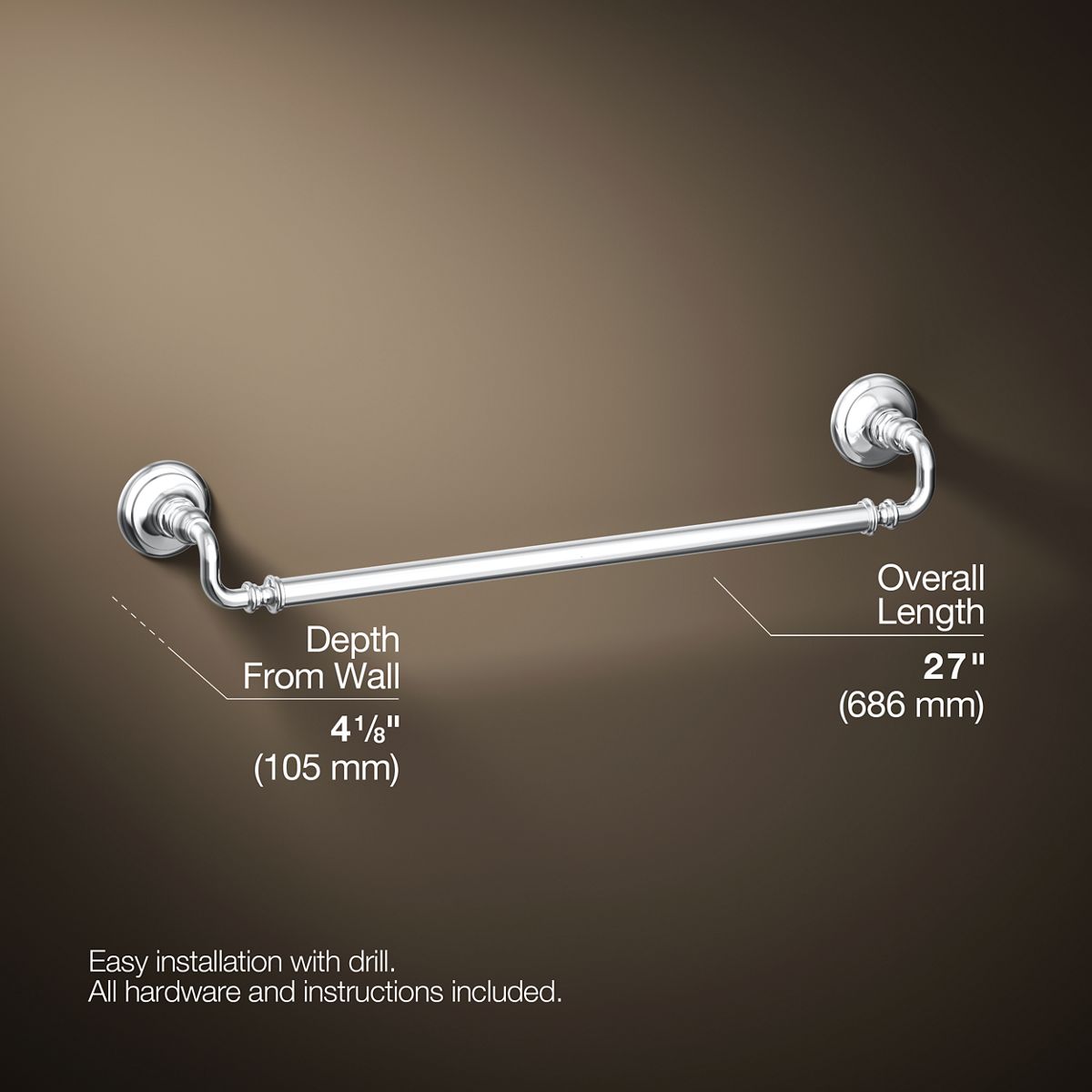 3/4 view of product with dimensions