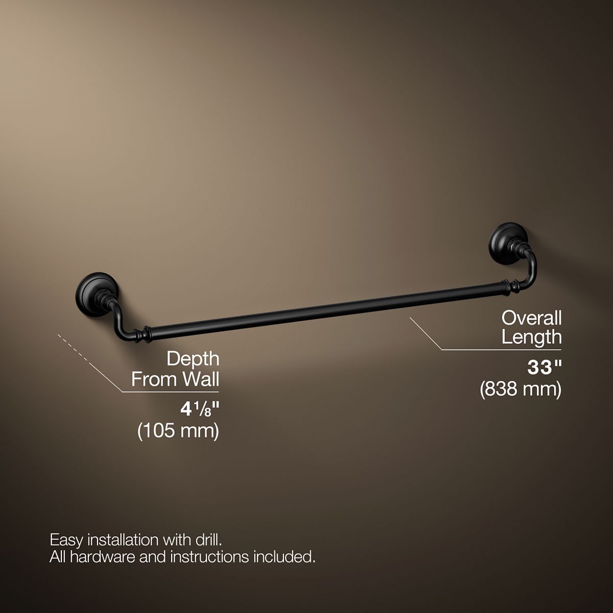 3/4 view of product with dimensions