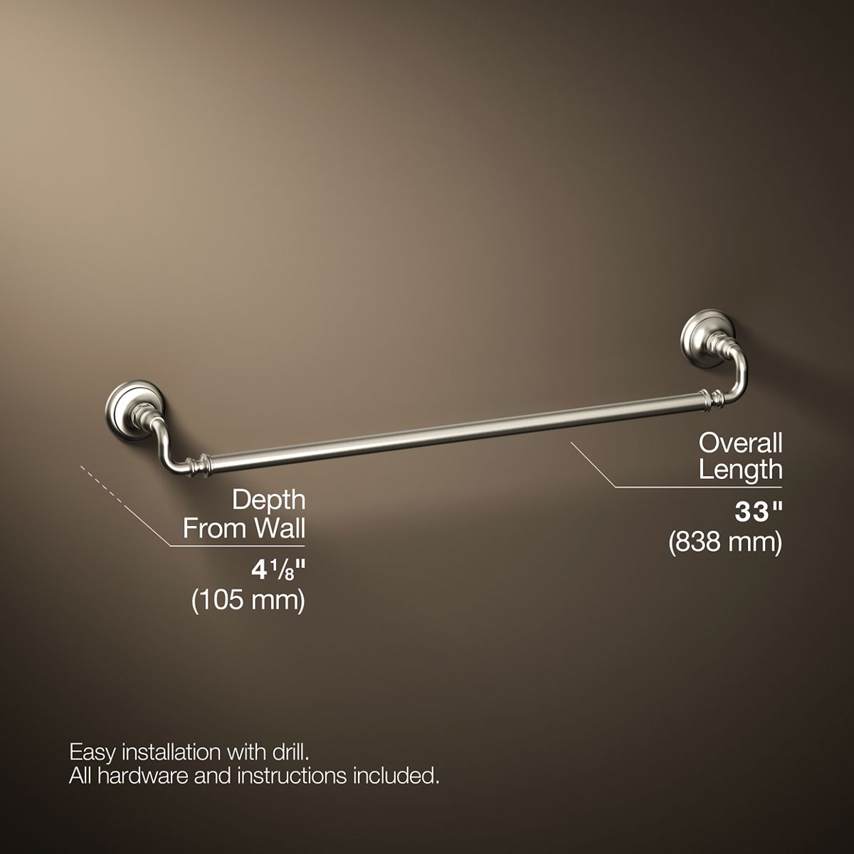 3/4 view of product with dimensions