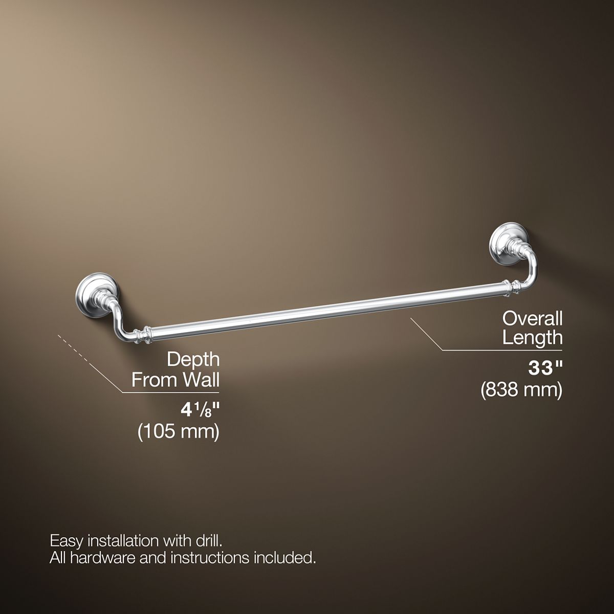 3/4 view of product with dimensions