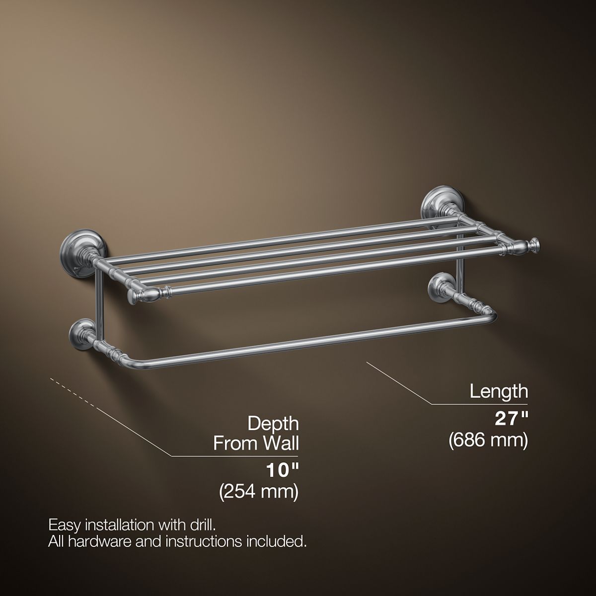 3/4 view of product with dimensions