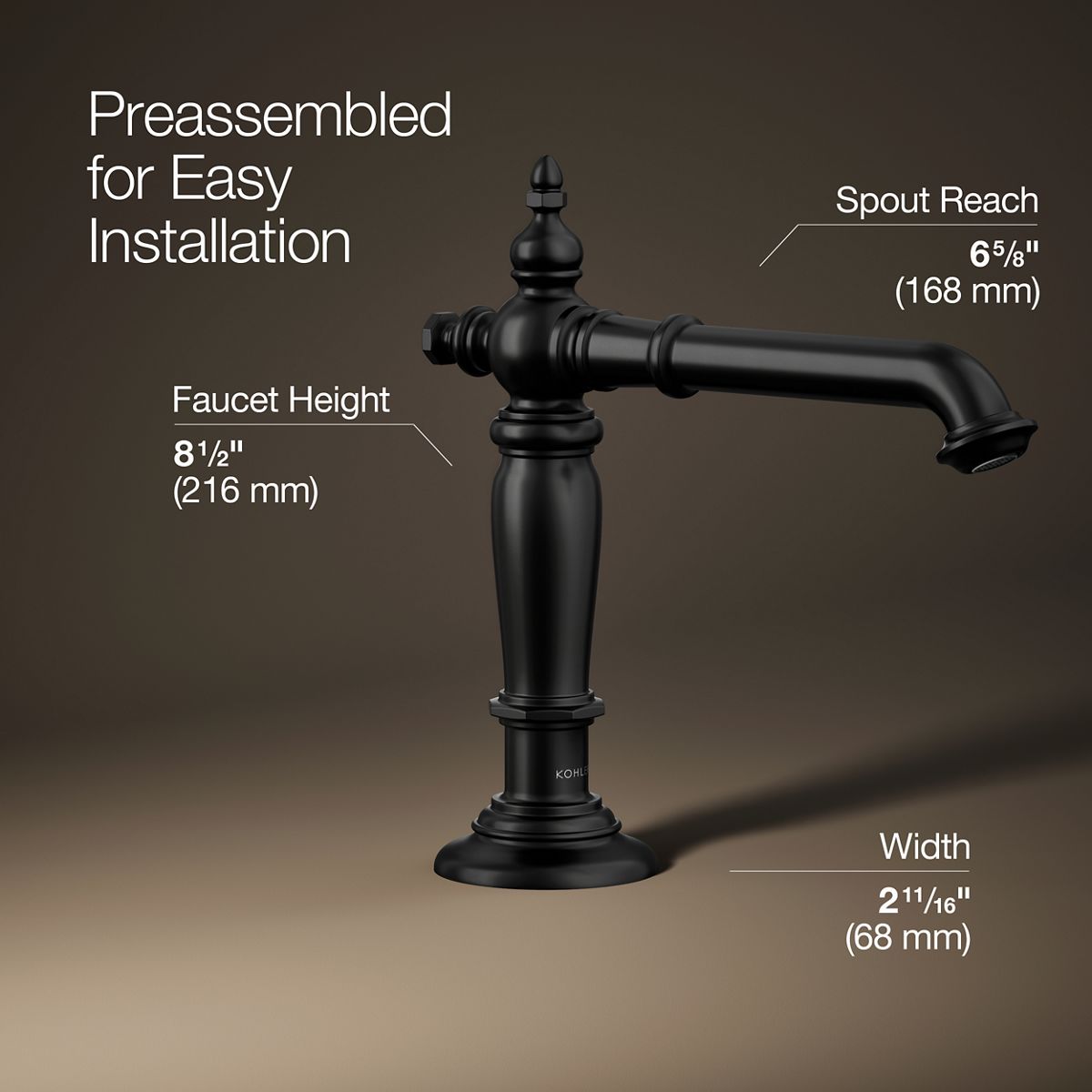 3/4 view of product with dimensions