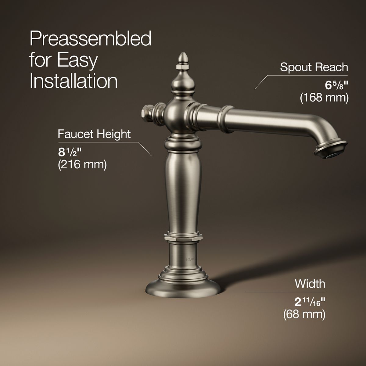 3/4 view of product with dimensions