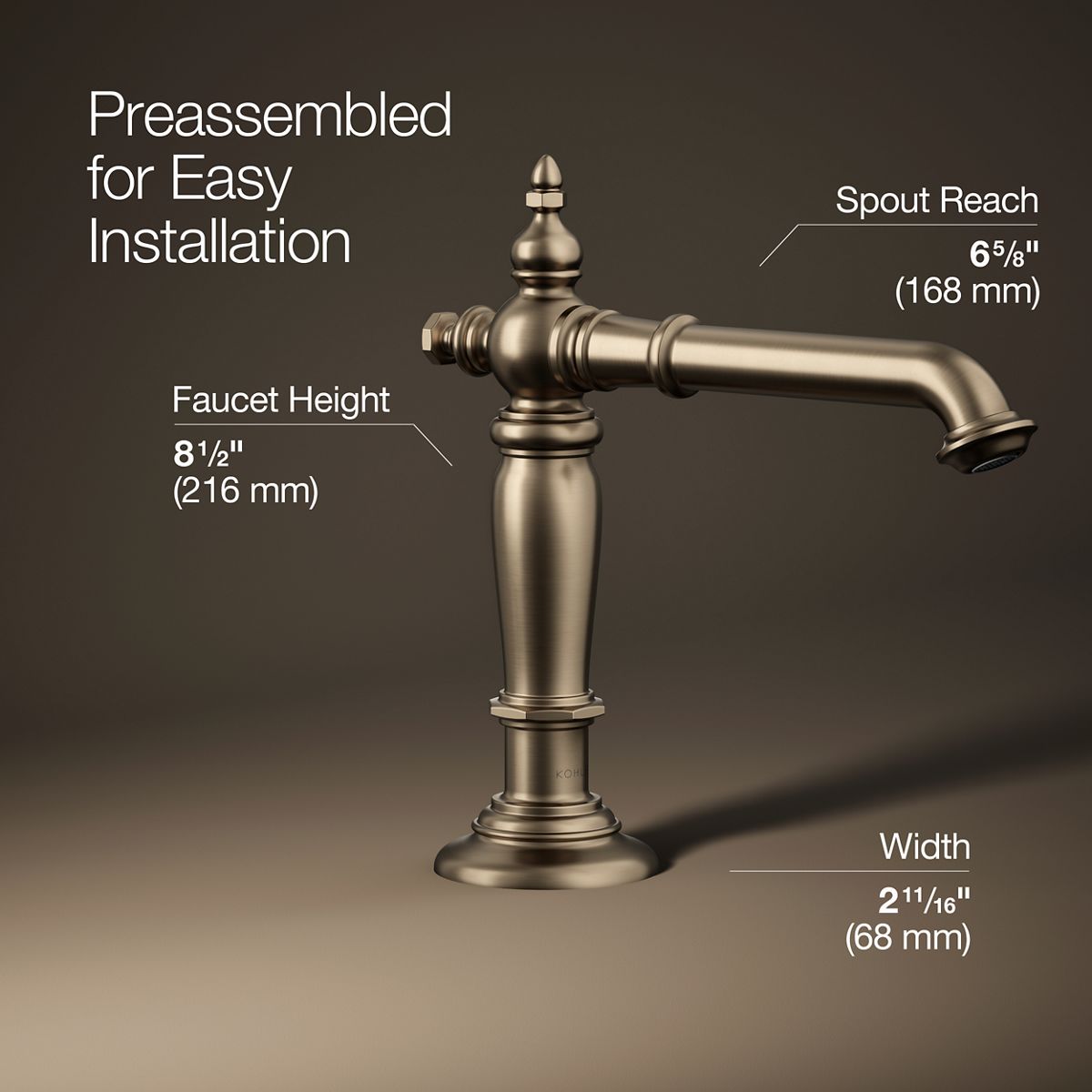 3/4 view of product with dimensions