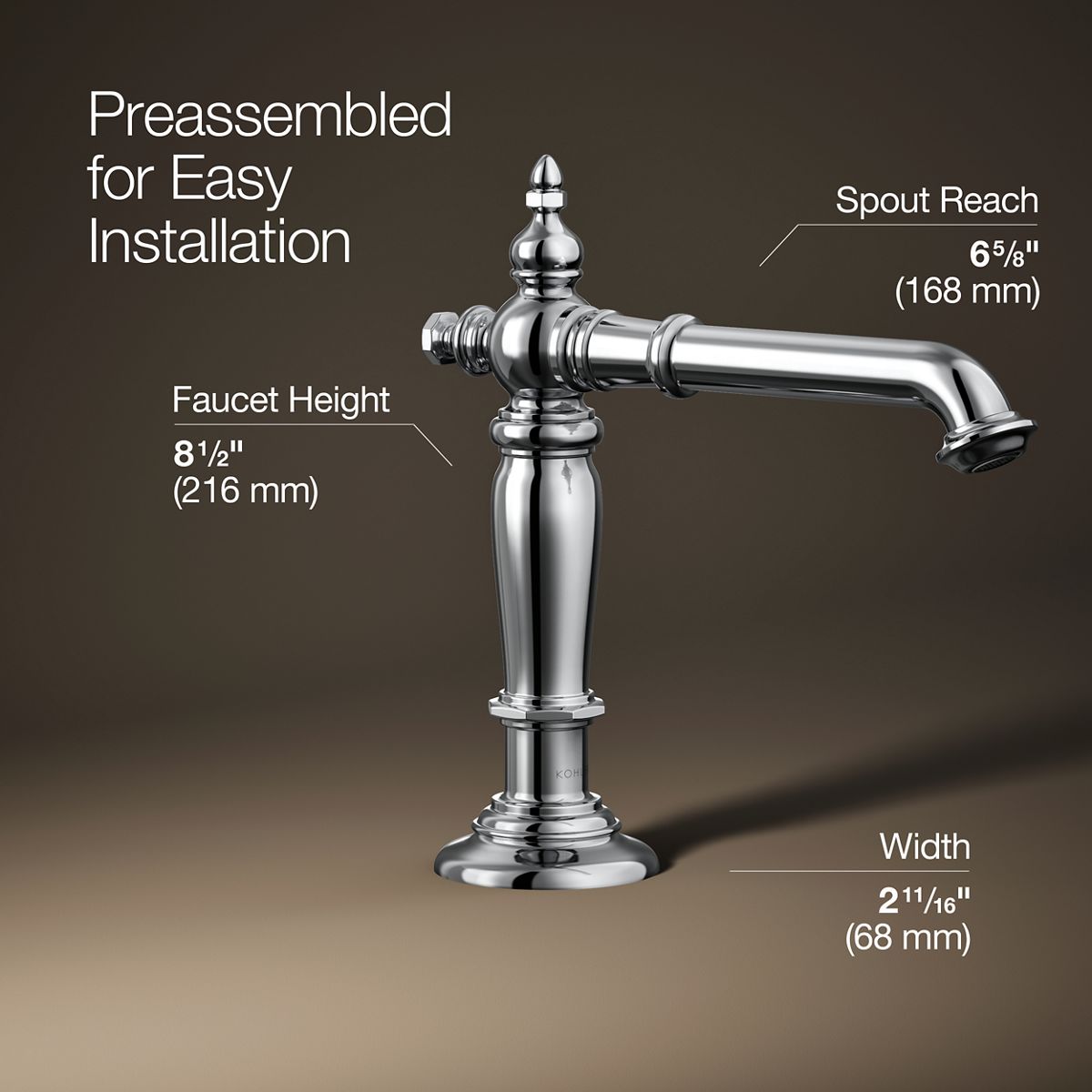3/4 view of product with dimensions