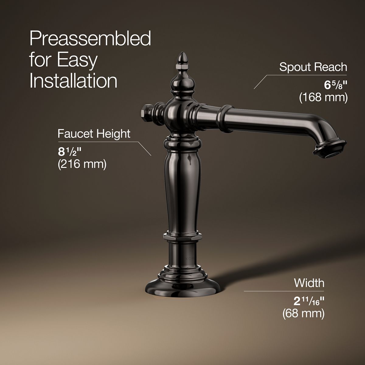 3/4 view of product with dimensions