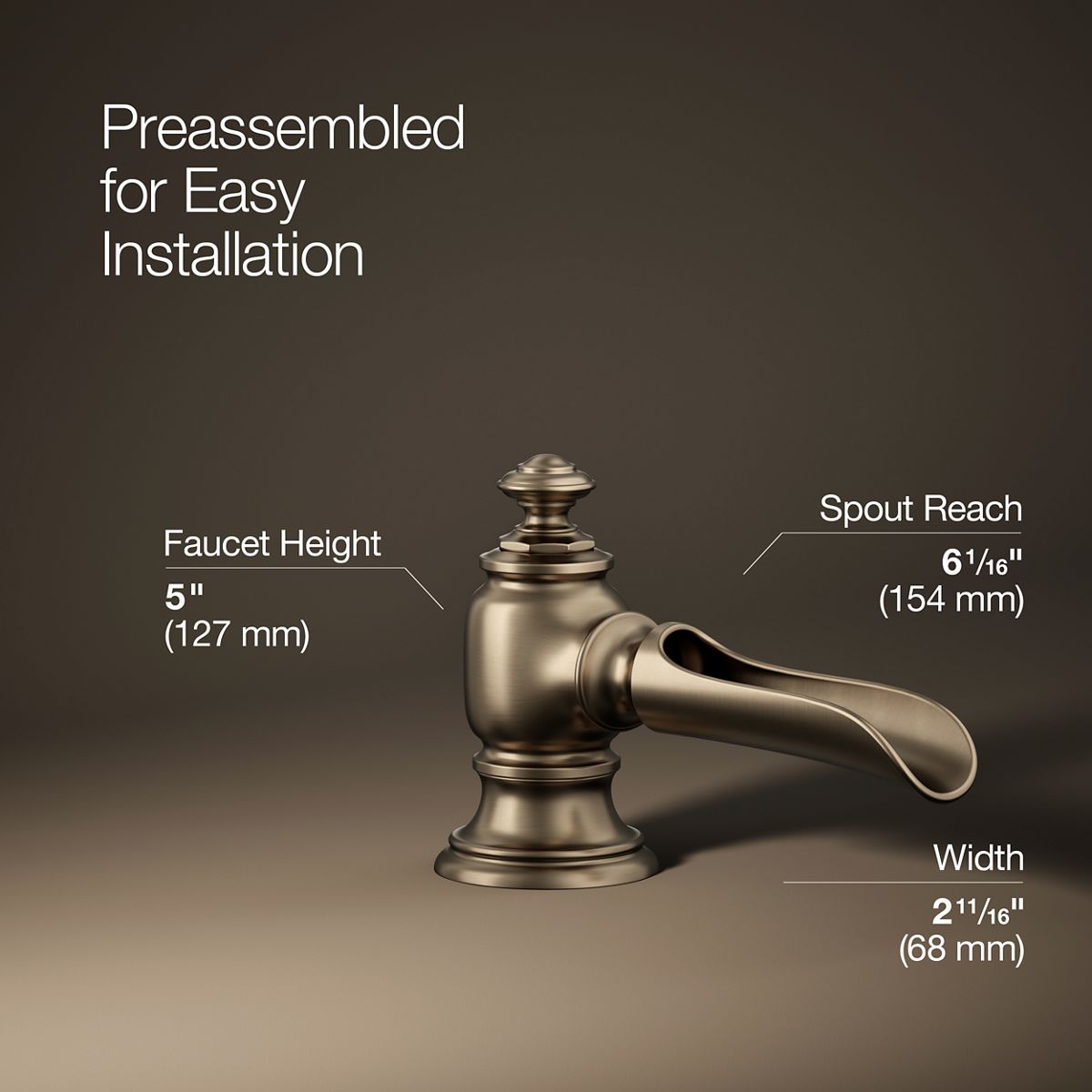 3/4 view of product with dimensions