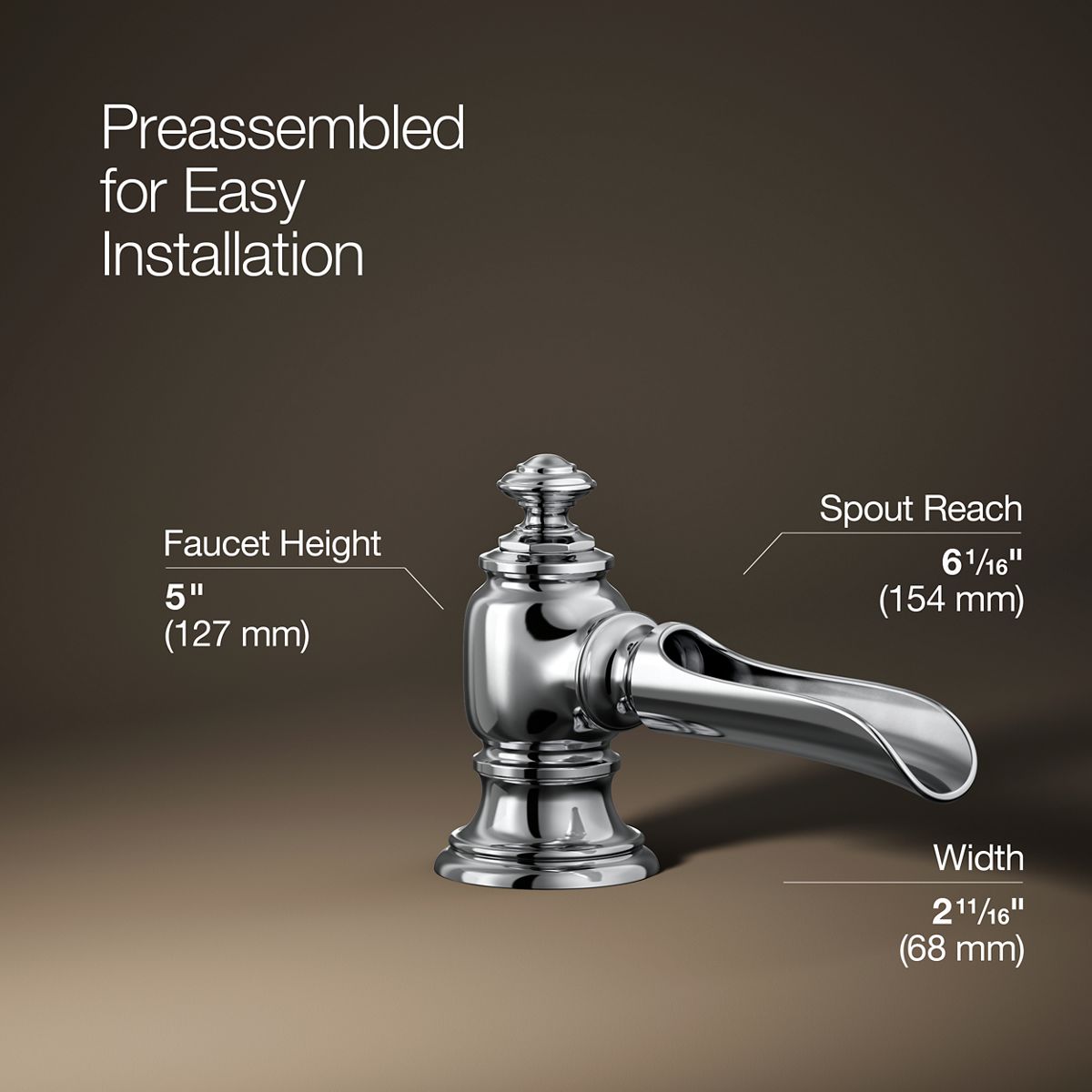 3/4 view of product with dimensions
