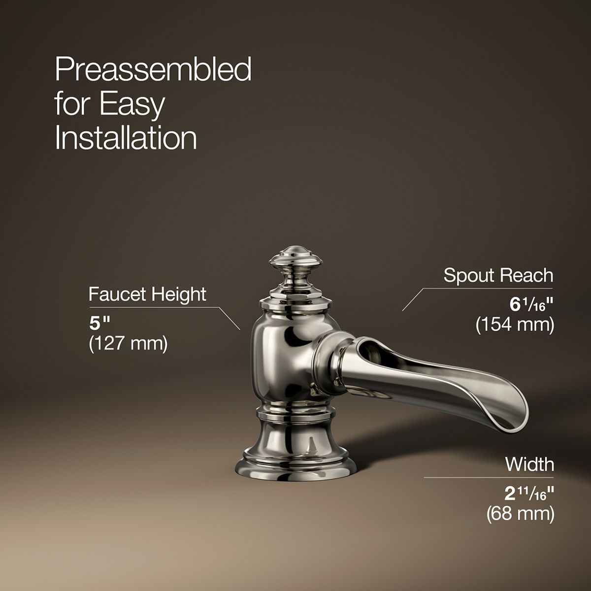 3/4 view of product with dimensions