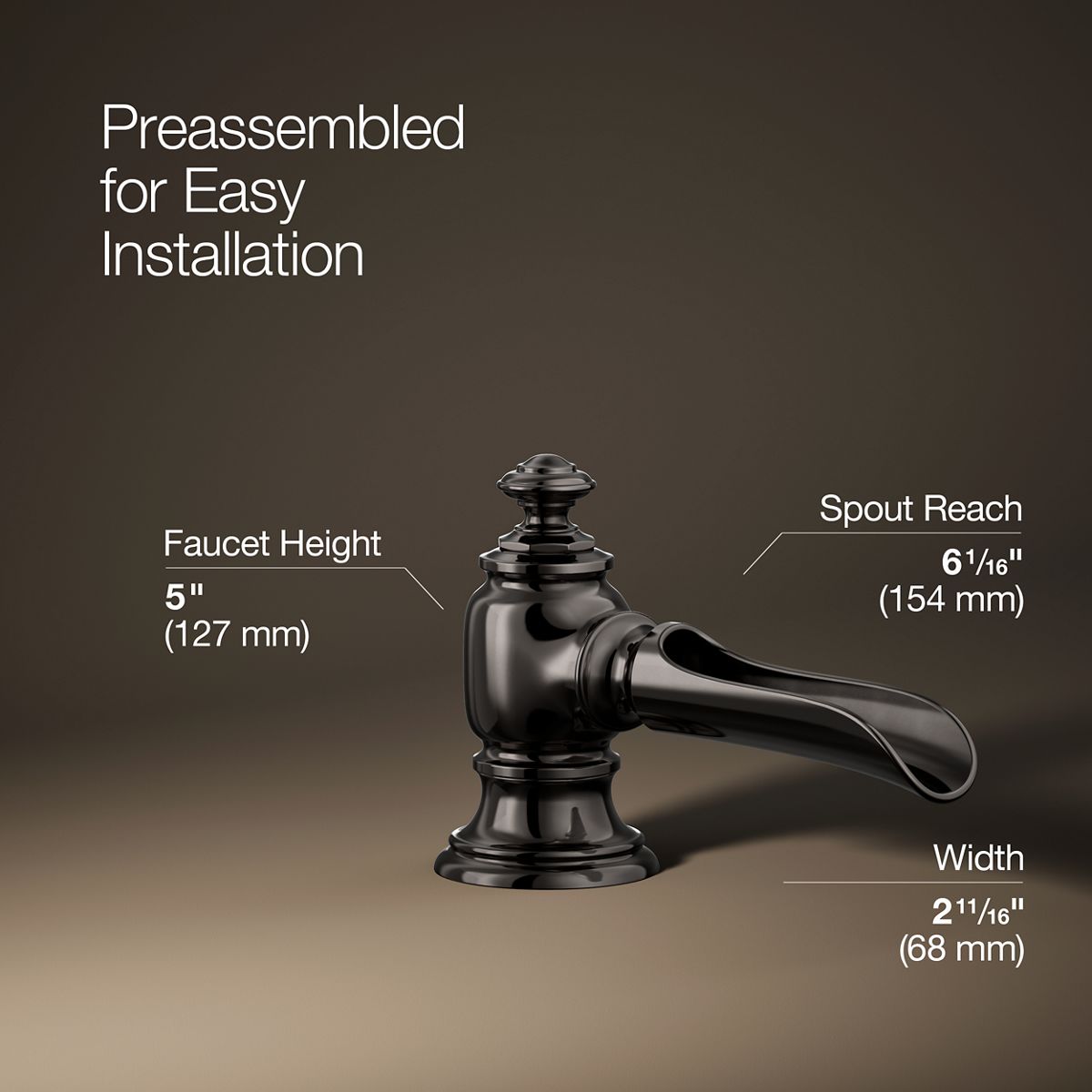 3/4 view of product with dimensions