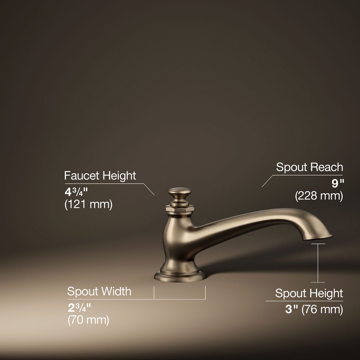 3/4 view of product with dimensions