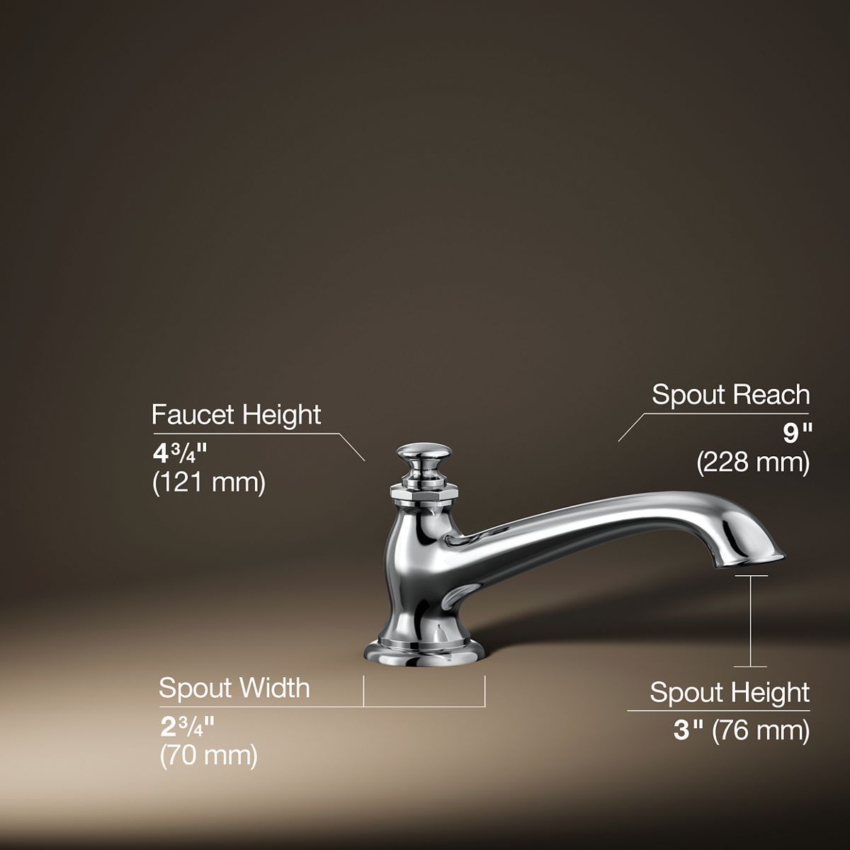 3/4 view of product with dimensions