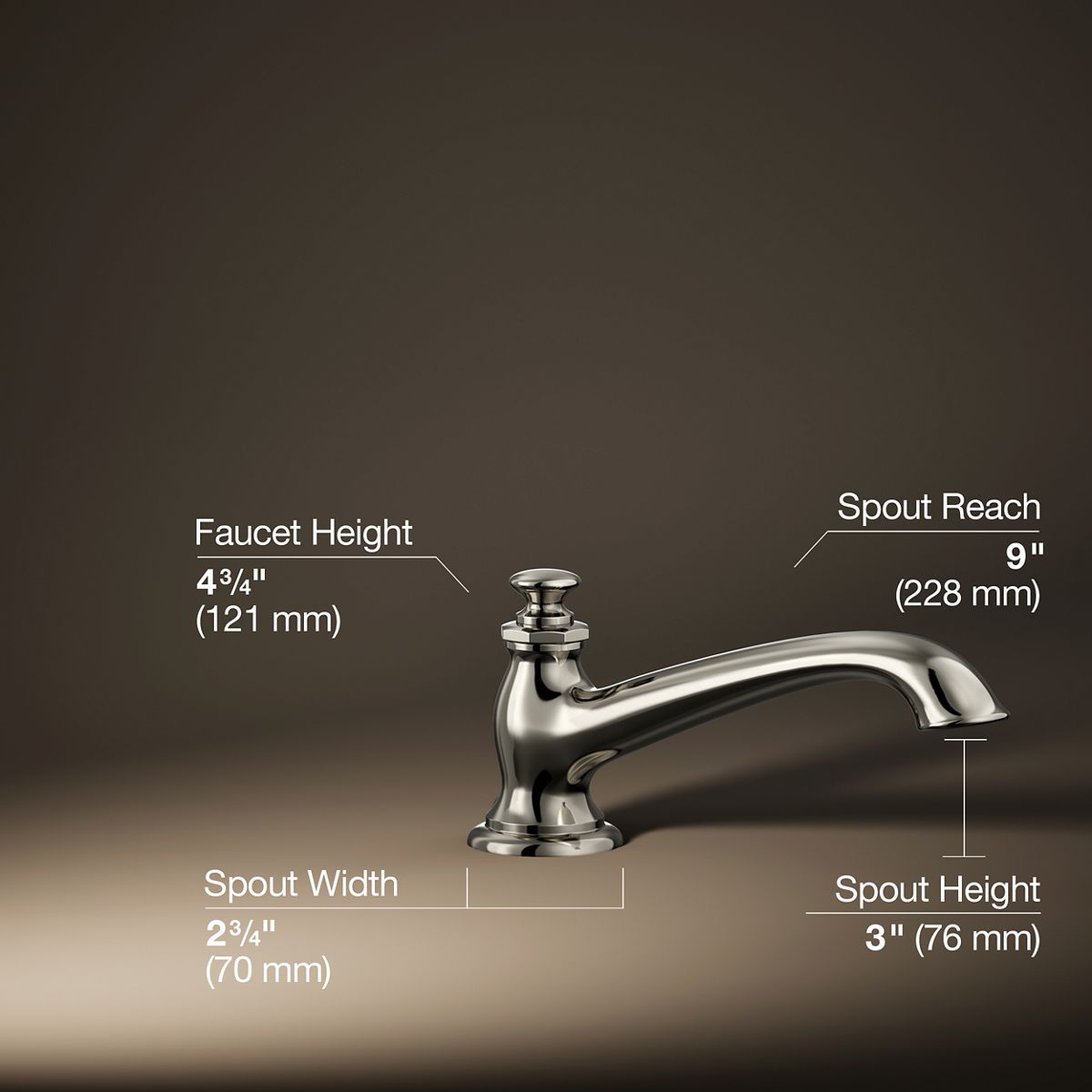 3/4 view of product with dimensions