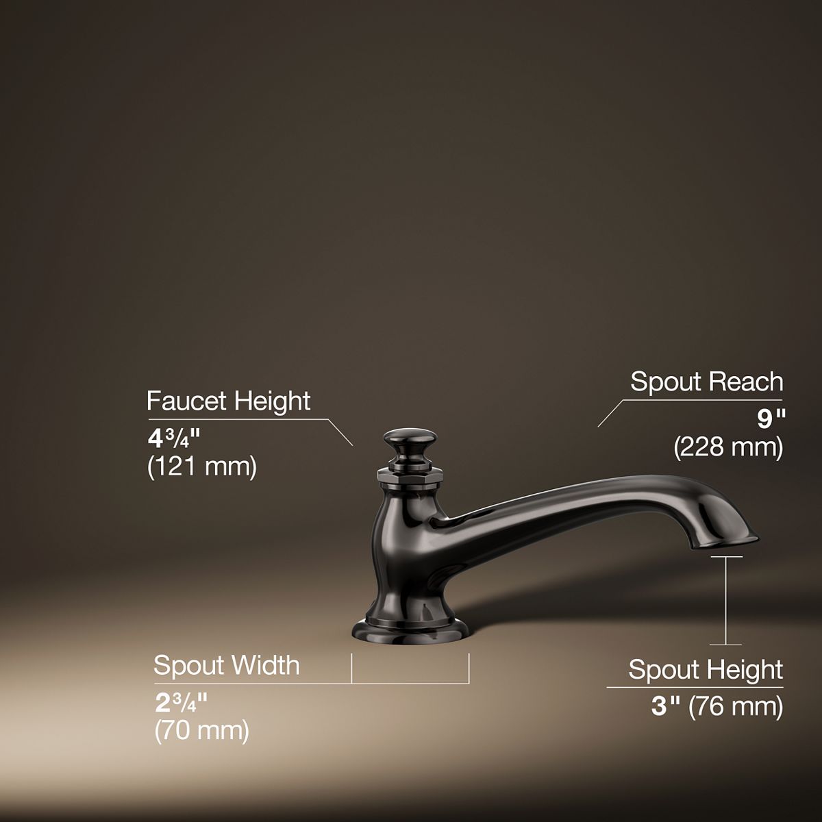 3/4 view of product with dimensions
