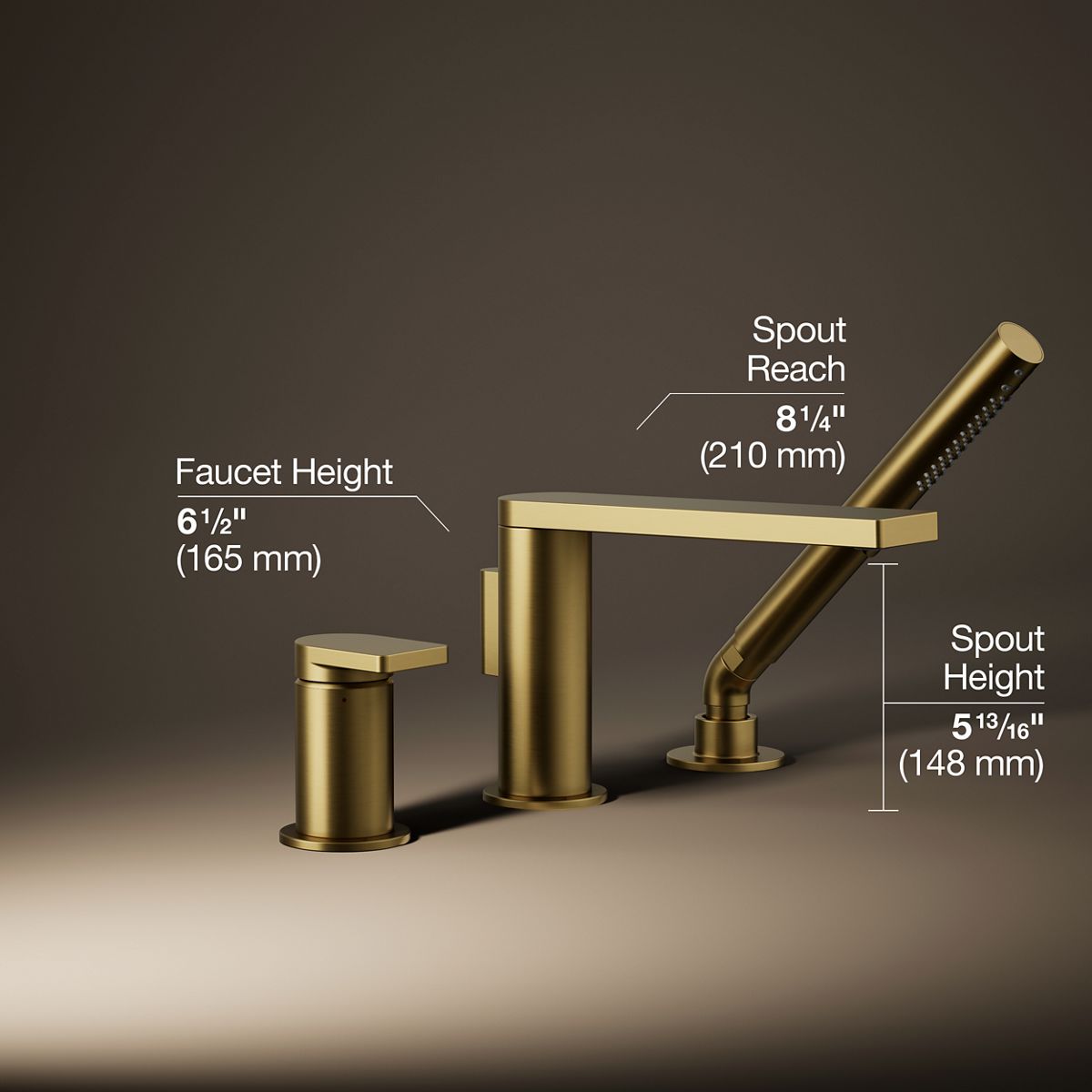 3/4 view of product with dimensions