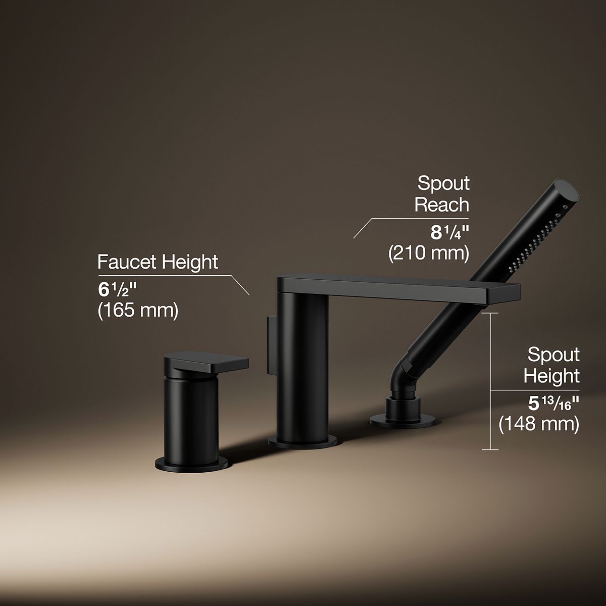 3/4 view of product with dimensions