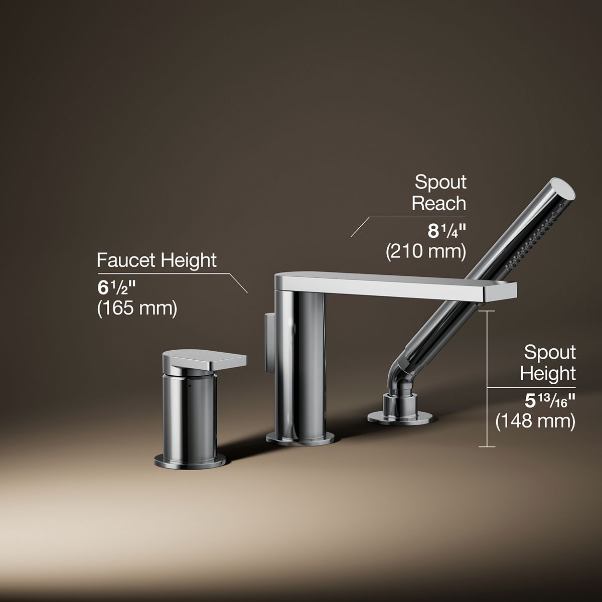 3/4 view of product with dimensions
