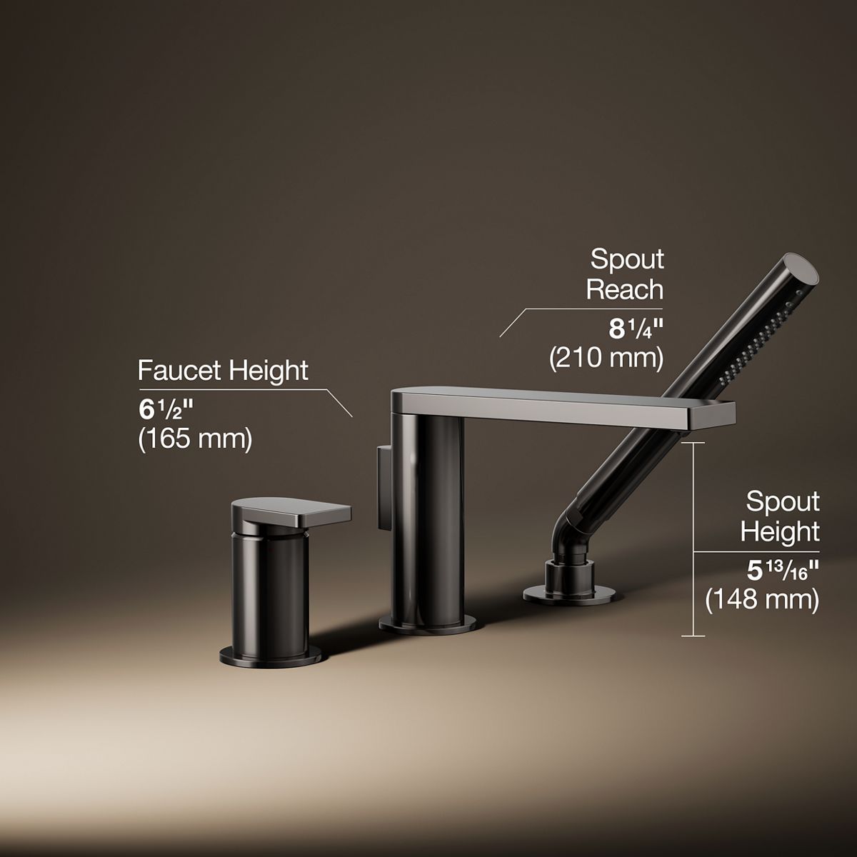 3/4 view of product with dimensions