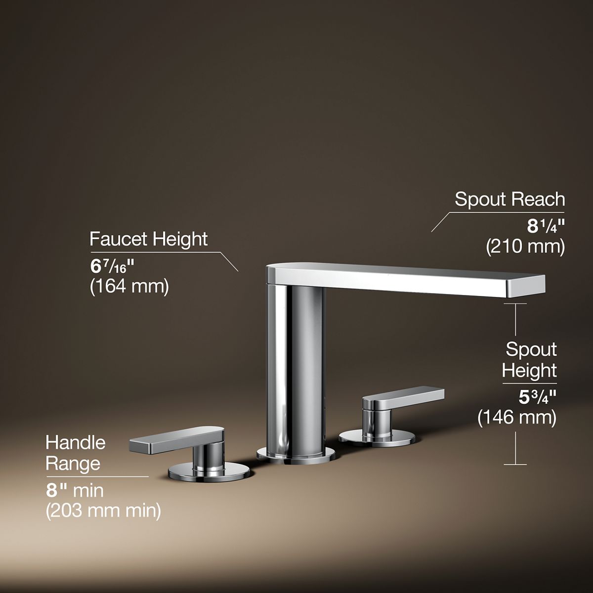 3/4 view of product with dimensions