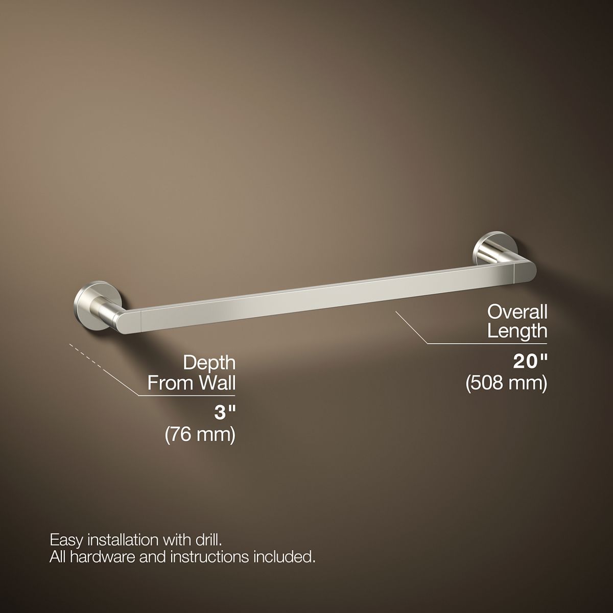3/4 view of product with dimensions