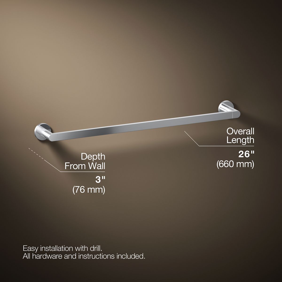3/4 view of product with dimensions