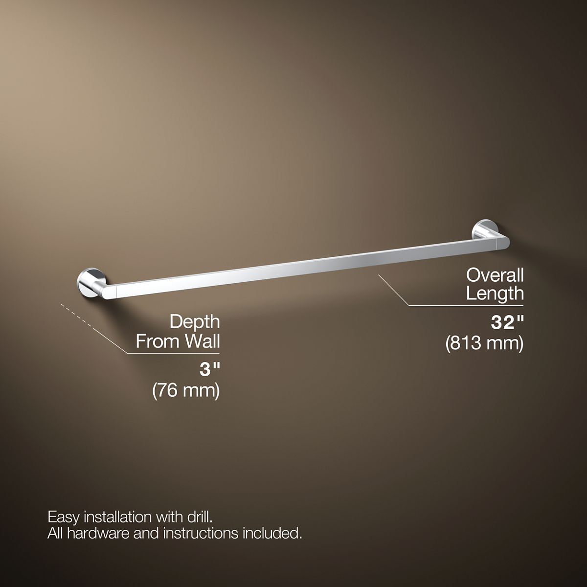 3/4 view of product with dimensions