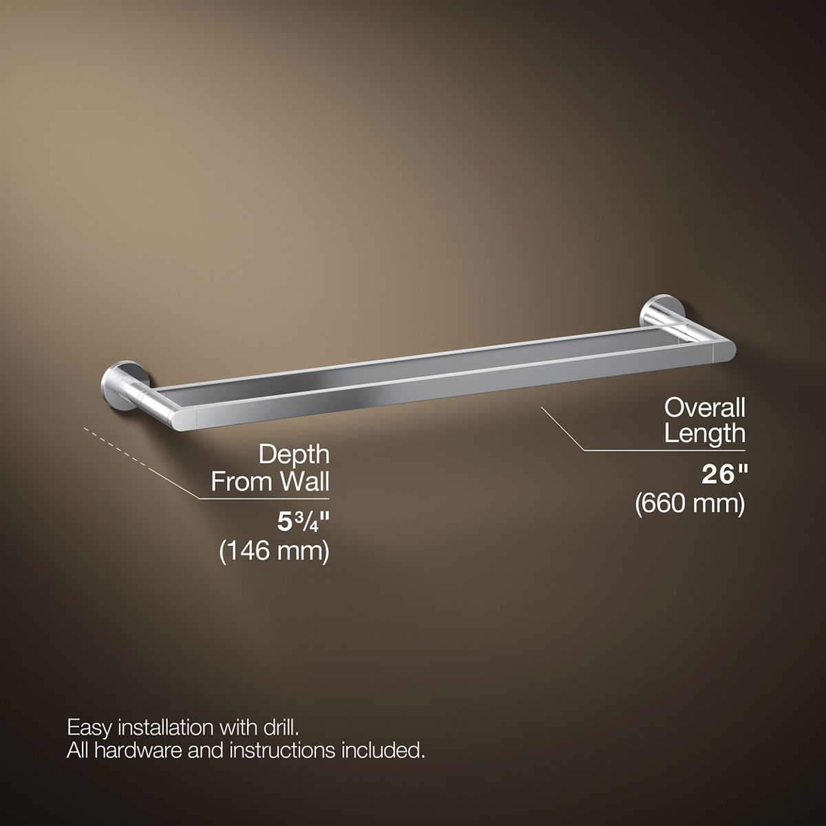 3/4 view of product with dimensions