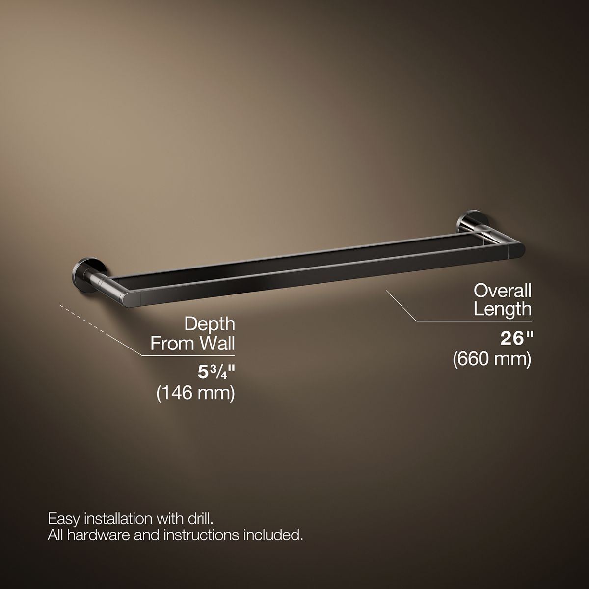 3/4 view of product with dimensions