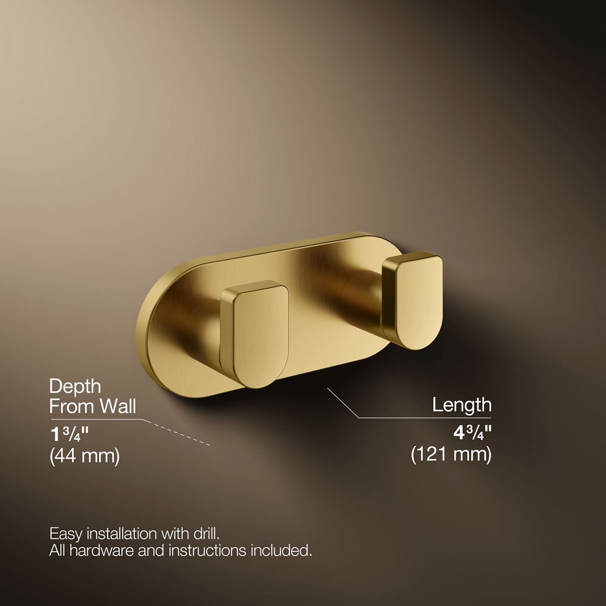 Composed Double Robe Hook | K-73146 | KOHLER